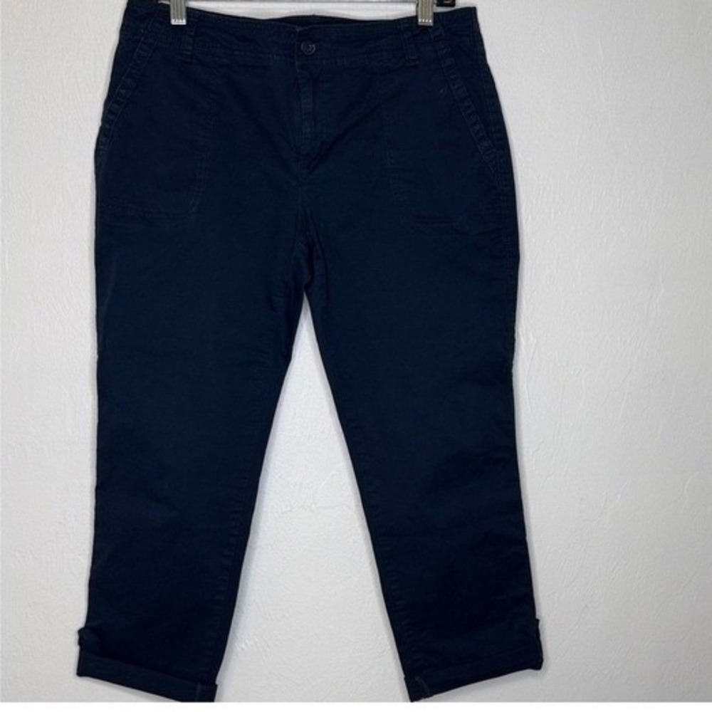 Tommy Hilfiger Navy Blue‎ Cropped Chino Pants Button Cuff Size 8